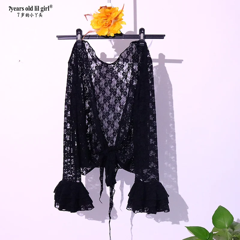 女性用フラメンコレーストップ、ラップタイシャツ、シャーリングスタイルスリーブ、euu16