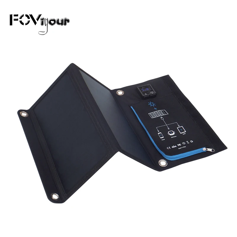 Fovigour SunPower 15W Solar Cells Charger 5V 2.1A USB Output Devices Portable Solar Panels for Smartphones