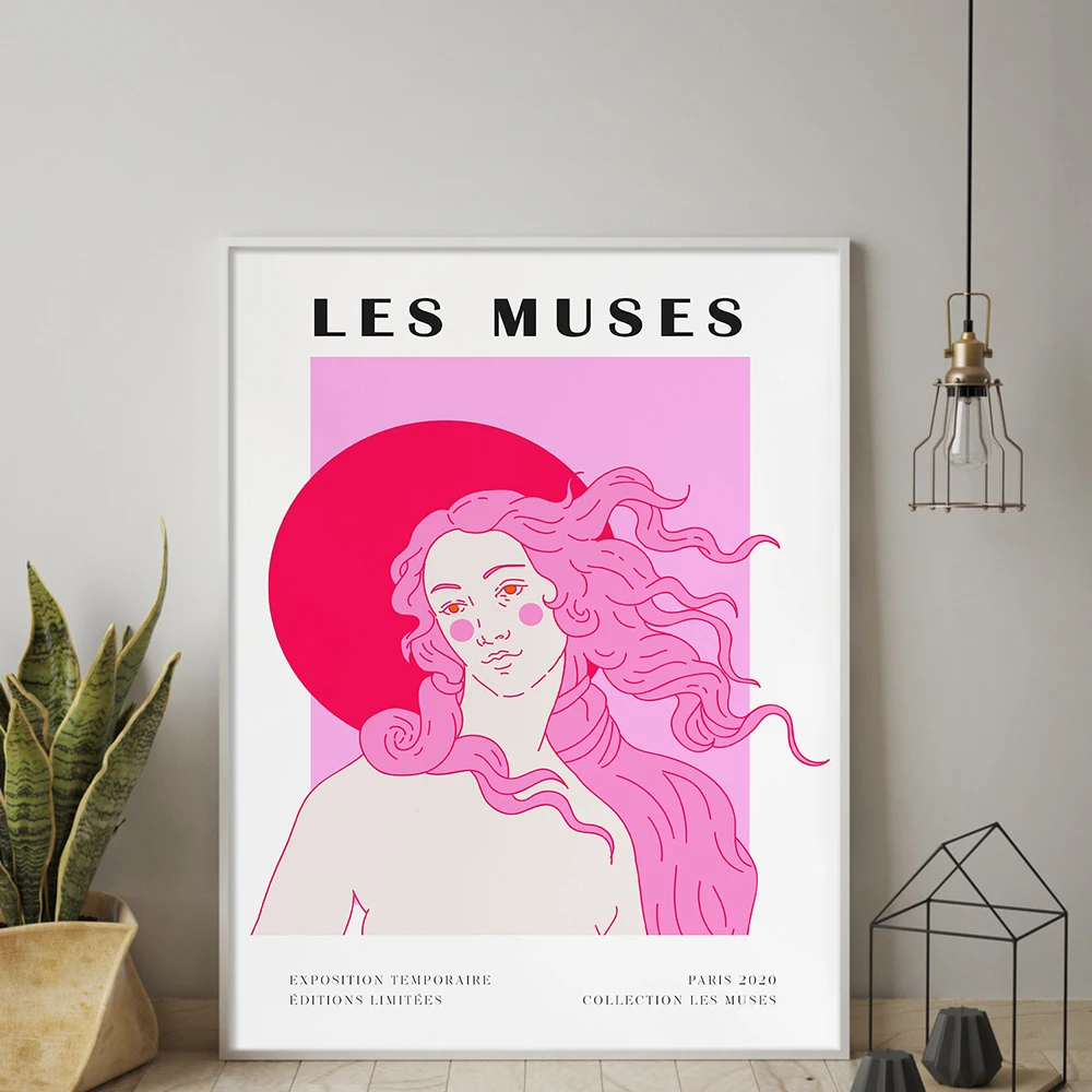 Feminist Gifts Retro Poster Altered Art The Birth Of Venus Canvas Painting Minimalist Greek Goddess Pink Wall Art Home Decor