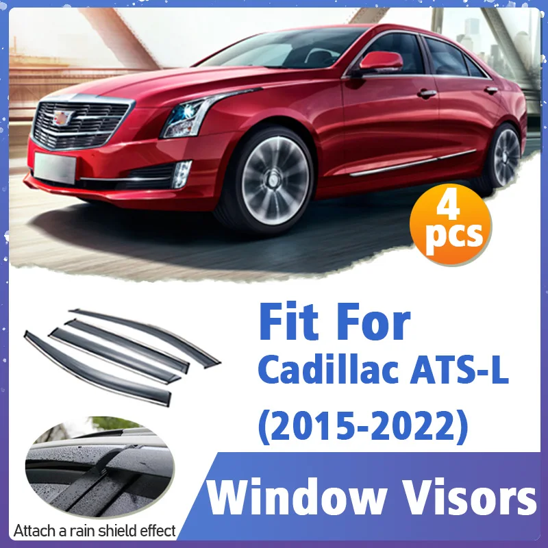 

Window Visor Guard for Cadillac ATS-L 2015-2022 Vent Cover Trim Awnings Shelters Protection Sun Rain Deflector Auto Accessories