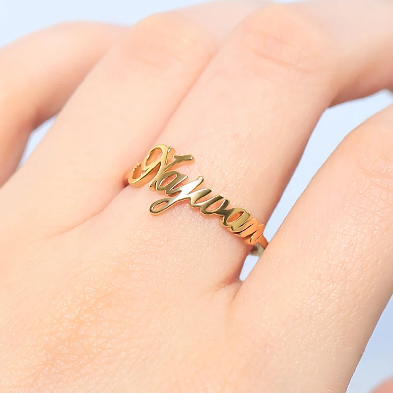 Custom Name Rings For Women Men Gold Color Stainless Steel Customized Ring Male Female Personalized Finger Jewelry Birthday Gift