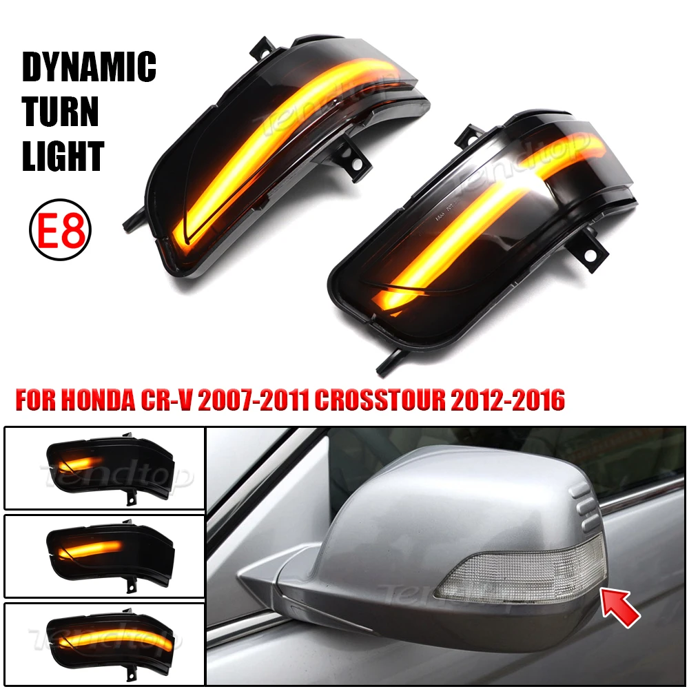 2pcs Dynamic Turn Signal For Honda CRV 2007-2011 LED Rearview Mirror Indicator Blinker Repeater Light For Crosstour 2012-2016