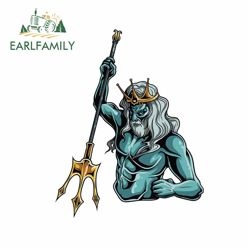 

EARLFAMILY 13cm x 10.3cm for Neptune Poseidon Greece Trunk Decal Personality Car Stickers Cartoon Occlusion Scratch Decoration