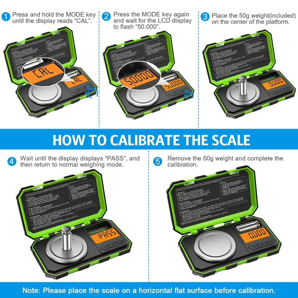 0.001g 50g Mini Balança Digital Jóias Milligram Balança Portátil Balança de Cozinha com Peso de Calibração