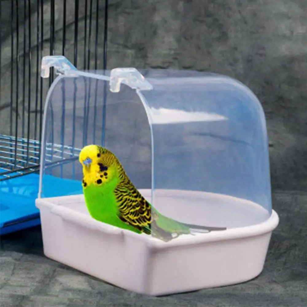 

Cleaning Bird Parrot Bathing Tub Bathtub Shower Box Hanging Cage Decor Transparent Pet Bird Tub Shower Cleaner Tool