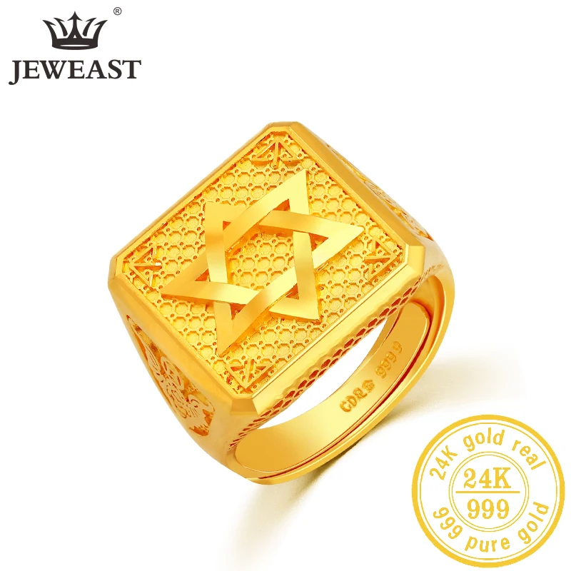 JL 24K Pure Gold Ring Real AU 999 Solid Gold Rings  Shiny  Beautiful Upscale Trendy Classic Jewelry Hot Sell New 2023