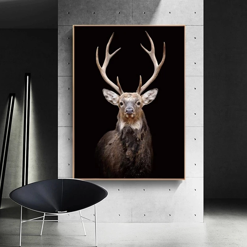 

Black Deer Wall Art Canvas Paintings Posters and Prints Animal Wall Pictures for Living Room Home Wall Cuadros Decor No Frame