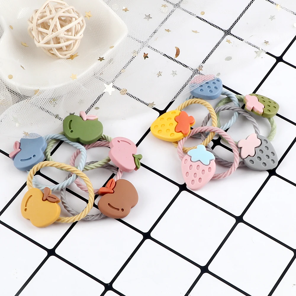 Children Cartoon Fruit Hair Bands Sweet Strawberry Apples Hair Ties Cut Carrots Pineapples Scrunchies Girls Headband Accessories