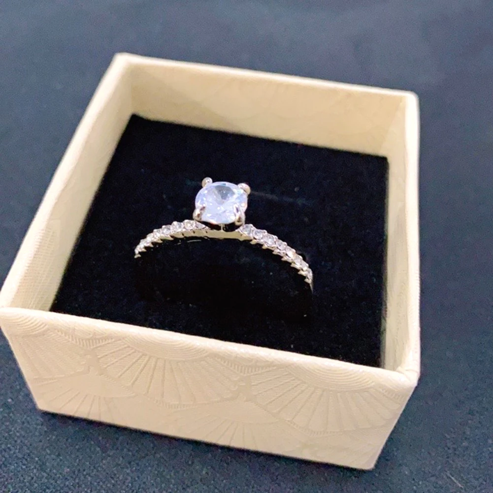 New Trendy Crystal Engagement Design Hot Sale Rings For Women White elegant rings Female Wedding Bridal jewelry Gift image 2