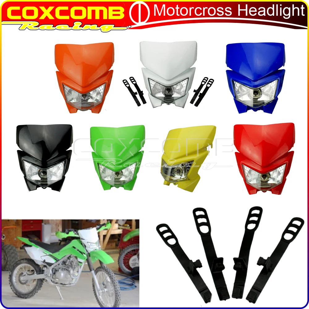 Motocross 12V 35W Headlight Fairing Hi/Lo Beam Street Bike Enduro Head Lamp For Honda CR 125R 250R 500R 450R CRF 125 250 350