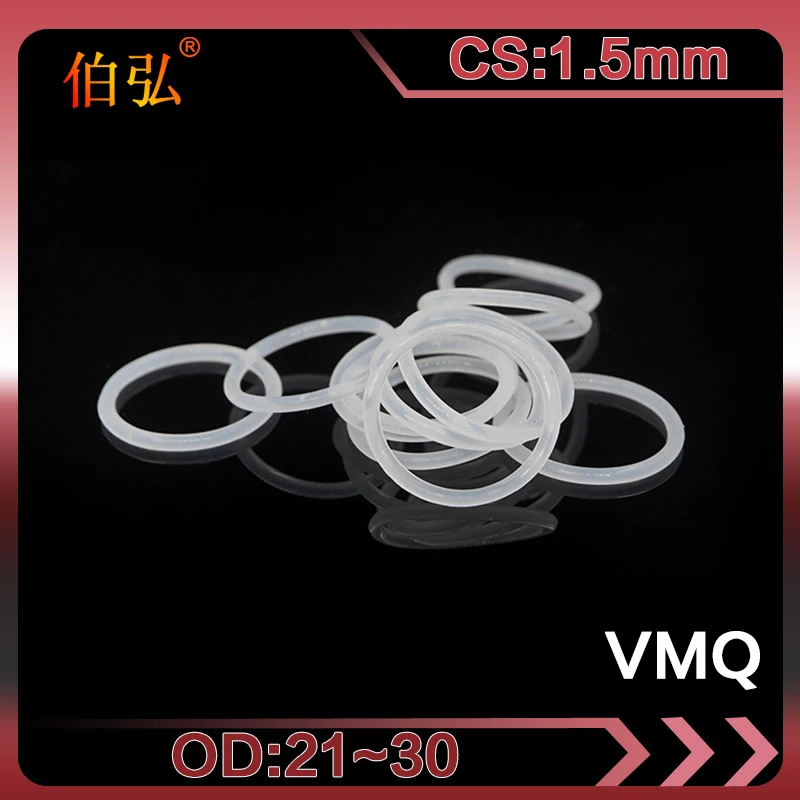 White Silicon O-Ring 5PCS/lot Silicone/VMQ CS1.5mm OD21/22/23/24/25/26/27/28/29/30mm O Ring Seal Rubber Gasket Rings Washer