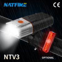 NATFIRE NTV3 Bicycle Light LED Headlight and Rear Taillight for MTB Bike Accessories 5-10 Hours Runtime as a Flashlight Lantern