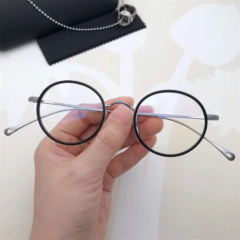 

Janpanese Ultralight Titanium Frame Hand-Made Glasses Retro Myopia Gafas Spectacles Round For Men Women Prescription Eyeglasses