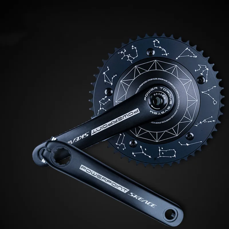 Skeace Crank Fixed Gear Crankset Disk Type Single Speed TRACK BIKE 49T 165mm 144BCD Crankset Bicycle Chainwheel Sprocket