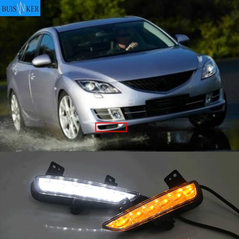 2pcs For Mazda 6 Mazda6 GH Ruiyi 2009 2010 2011 2012 Front bumper LED Fog Light Daytime Running Light DRL Lamp