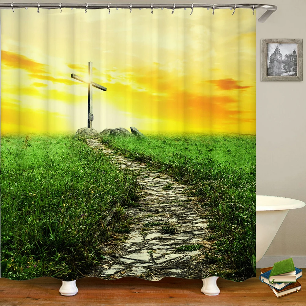 Christ Shower Curtain Bathroom Bath Curtains 3d Print Waterproof With Hooks Polyester Cloth 180*200cm Decoration Bath Screen