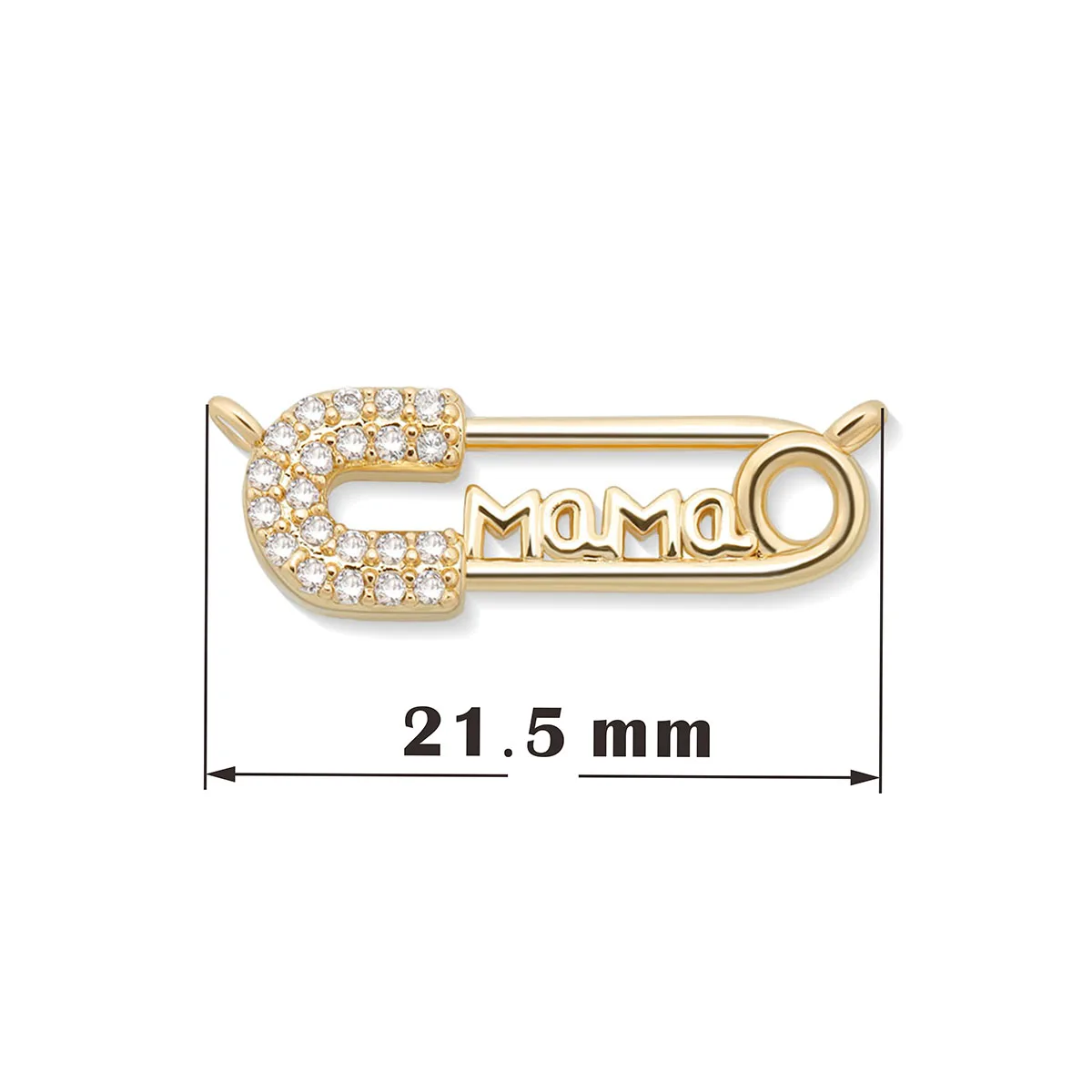 Cubic Zirconia Stones Gold-plated Rhodium Brass Safety Pin Connector Charm For Necklace Bracelet Makings CZ Copper Jewelry DIY