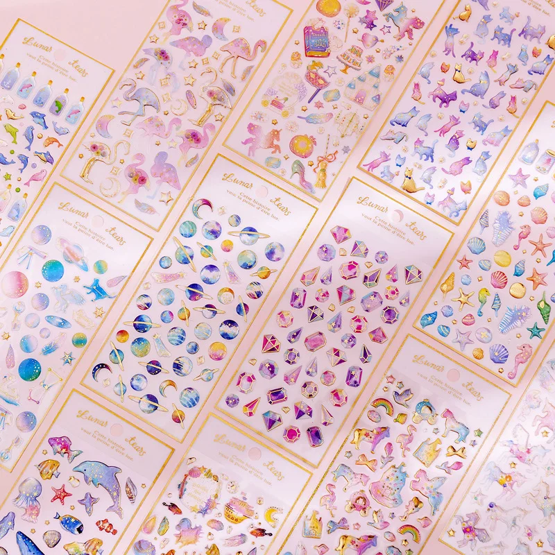 1 Sheets Korea Sticker Magic Planet Crystal Epoxy Transparent Diary Decoration Scrapbooking Cute Student Stationery DIY Stickers