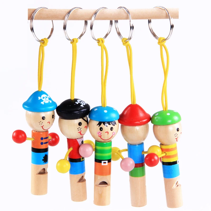 Kids educational Mini pirate whistle 10PCS Small toys wholesale wooden toys Cute pirate cartoon whistle Whistling Children gift