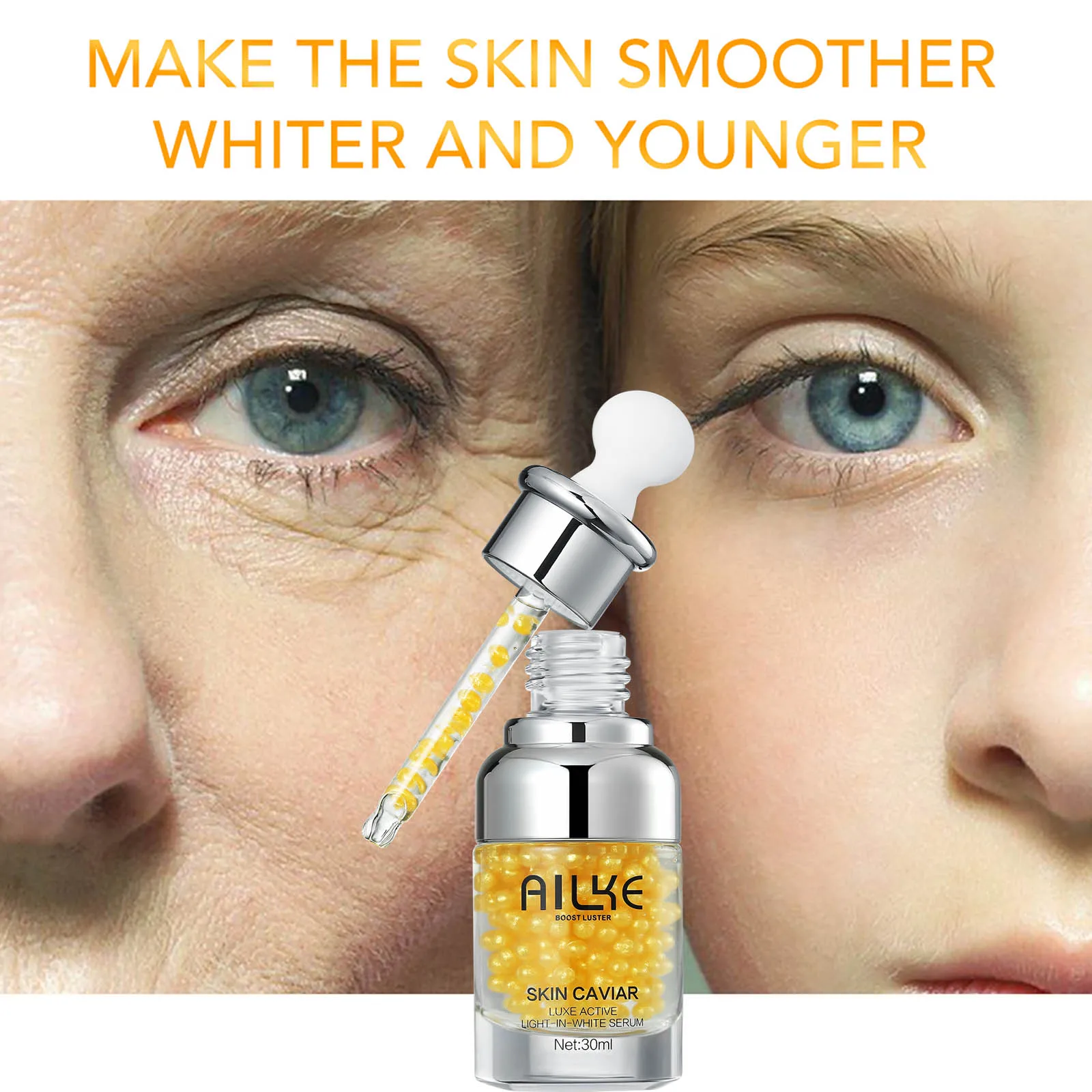 Zdjęcie 6: AILKE Caviar Extract Whitening Face Essence, redukuje zmarszczki, drobne linie, nawilża, z serum do twarzy z hialuronatem sodu