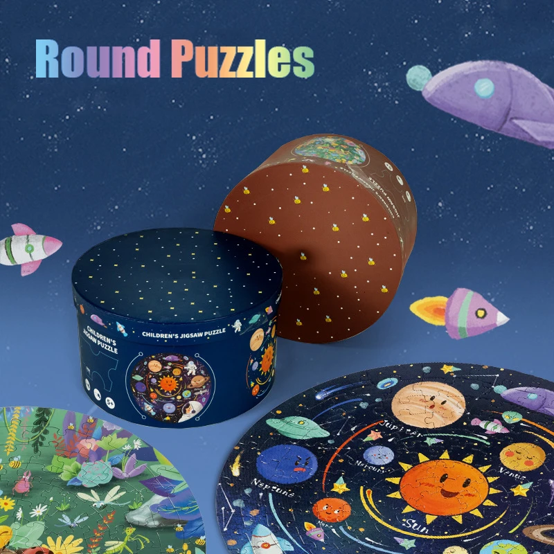 Montessori Puzzles Children Toy Round Advanced Scene Insect Animals Puzzle Toy 150Pcs Cardboard Plane Puzzle Gift Box Set toys