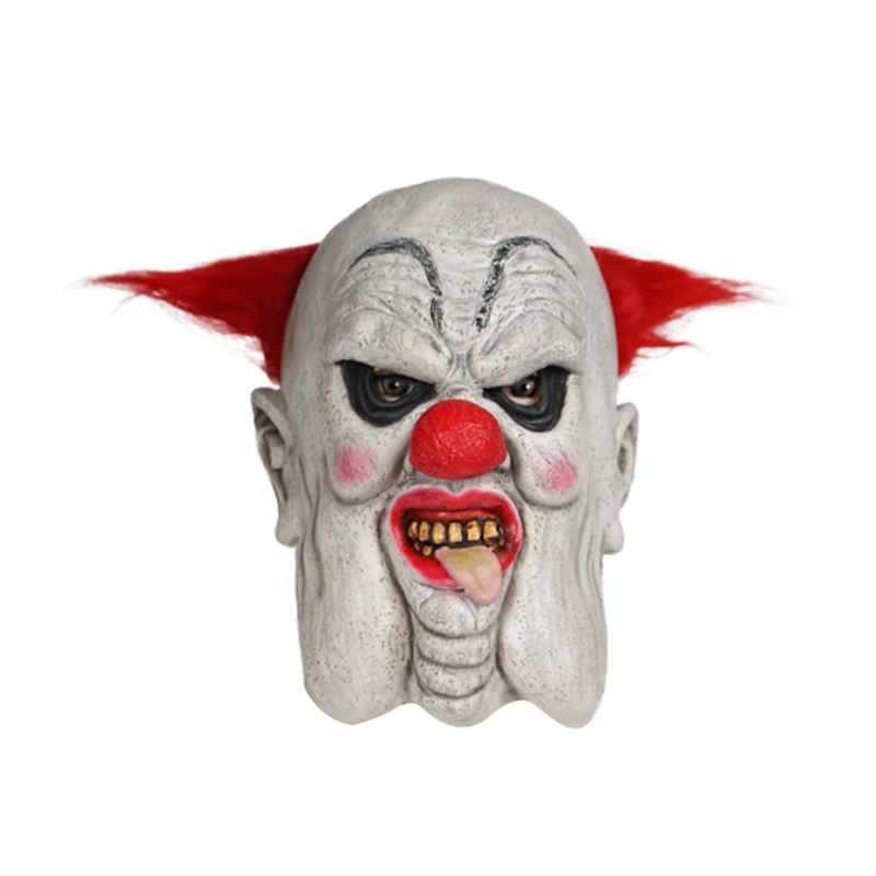 Eraspooky-Máscaras de payaso gordo terrorífico para hombres, disfraz de Halloween para adultos, máscara de látex de Horror, accesorios de Cosplay de película, pelo rojo