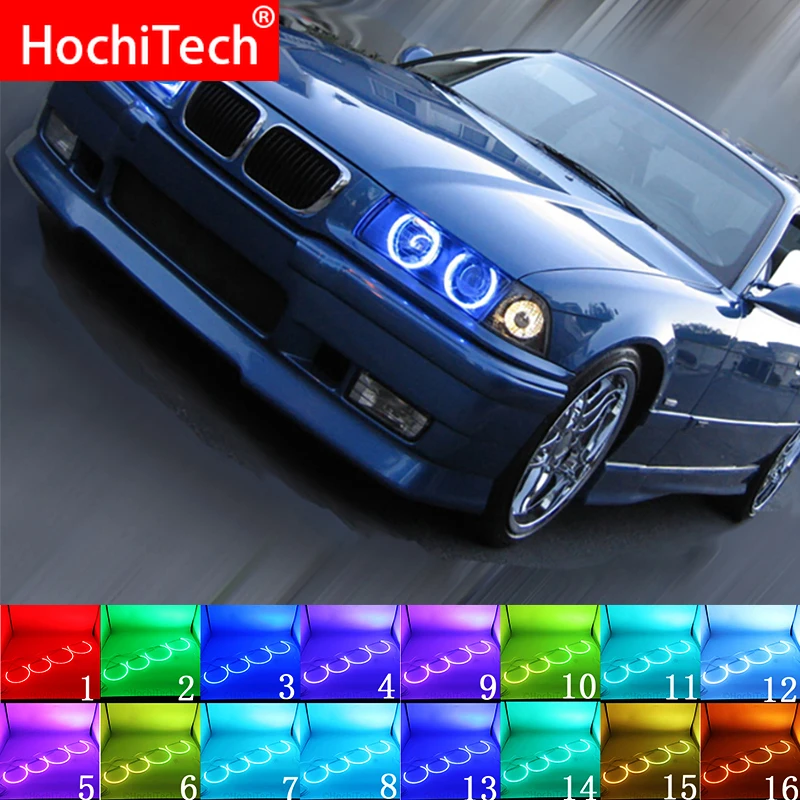 

Latest Headlight Multi-color RGB LED Angel Eyes Ring Eye DRL RF Remote Control For BMW 3 Series E36 1990-2000 Accessories