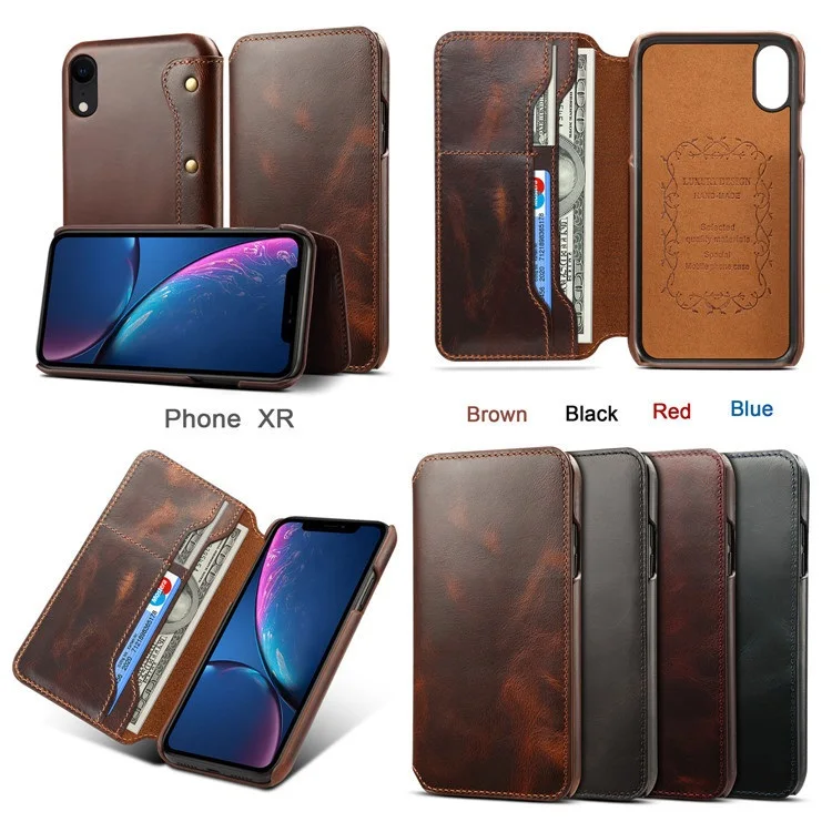 Étui portefeuille à rabat en cuir véritable de luxe, pour iPhone 6 7 8plus x Poly Xs Max 11 11Pro 11Pro Max Samsung S9 S10 S10plus S10e