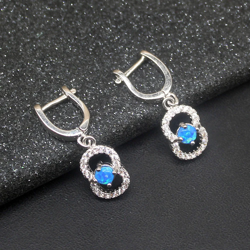 

Hermosa Blue Opal Cubic Zirconia Genuine 925 Silver Dangle Leverback Earrings Jewelry Gifts for Women Girls 20214246