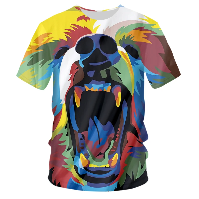 

Russian Bear Teeth Men's Ladies Fashion Summer Beach 3D Cute T-shirt Printing Creative O-neck Short-sleeved T-shirt Plus Size