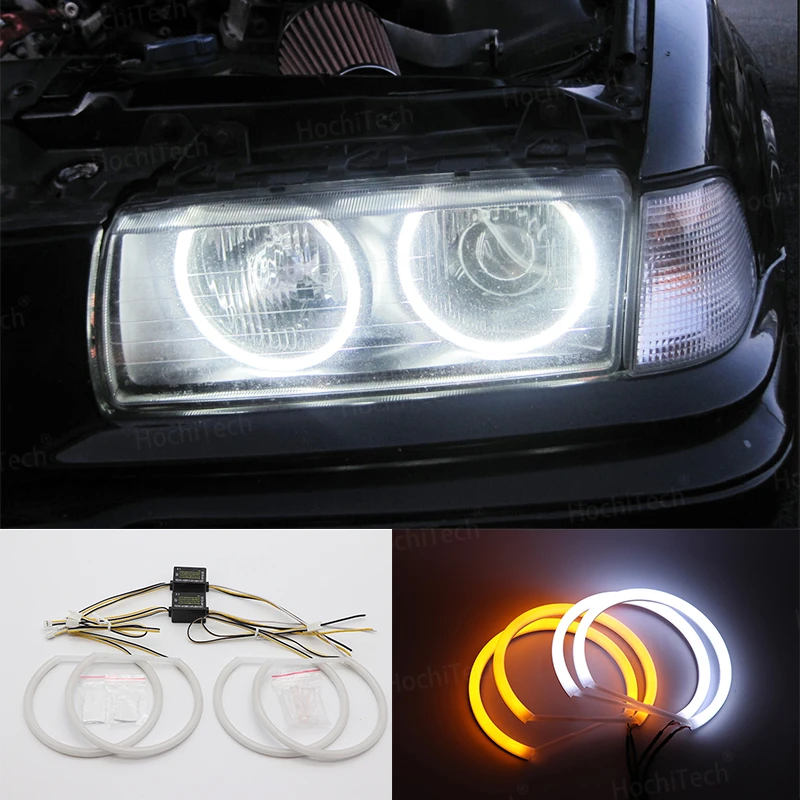 Cotton LED Angel Eyes Halo Ring for BMW 3 series E30 E36 M3 333i 325i 323i 316i 318i 325td 1982-2000 Amber Yellow Orange White