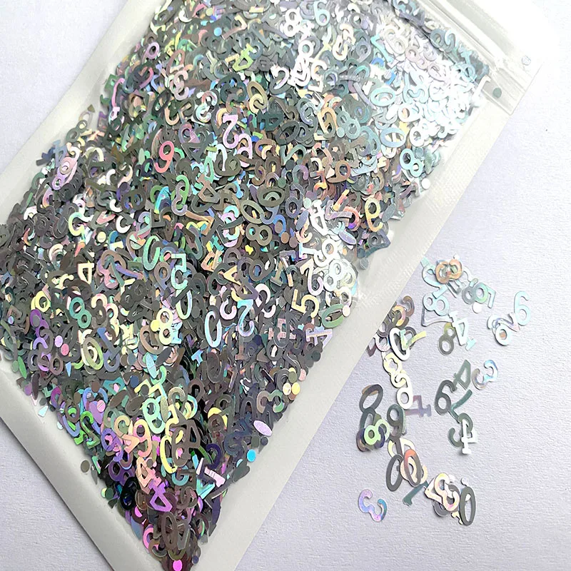 10g Ultrathin 4mm digital Shape Sequins Nail DIY Glitter Paillette Laser Eo-Friendly PET Sequin Nails art Manicure Material