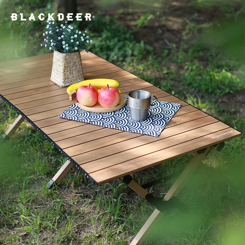 BLACKDEER Imitation Wood Aluminum Table Folding Aluminum Alloy Camping Family Picnic Table 120