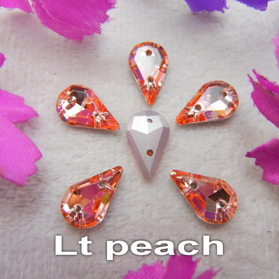 Glaskristall, zwei Löcher, 8*13mm, 50 Stück/Beutel, schöne Farbmischung, schlanke Tropfenform, aufnähbare Strassperlen für Kleidung, Schuhe, DIY. – Detail 8