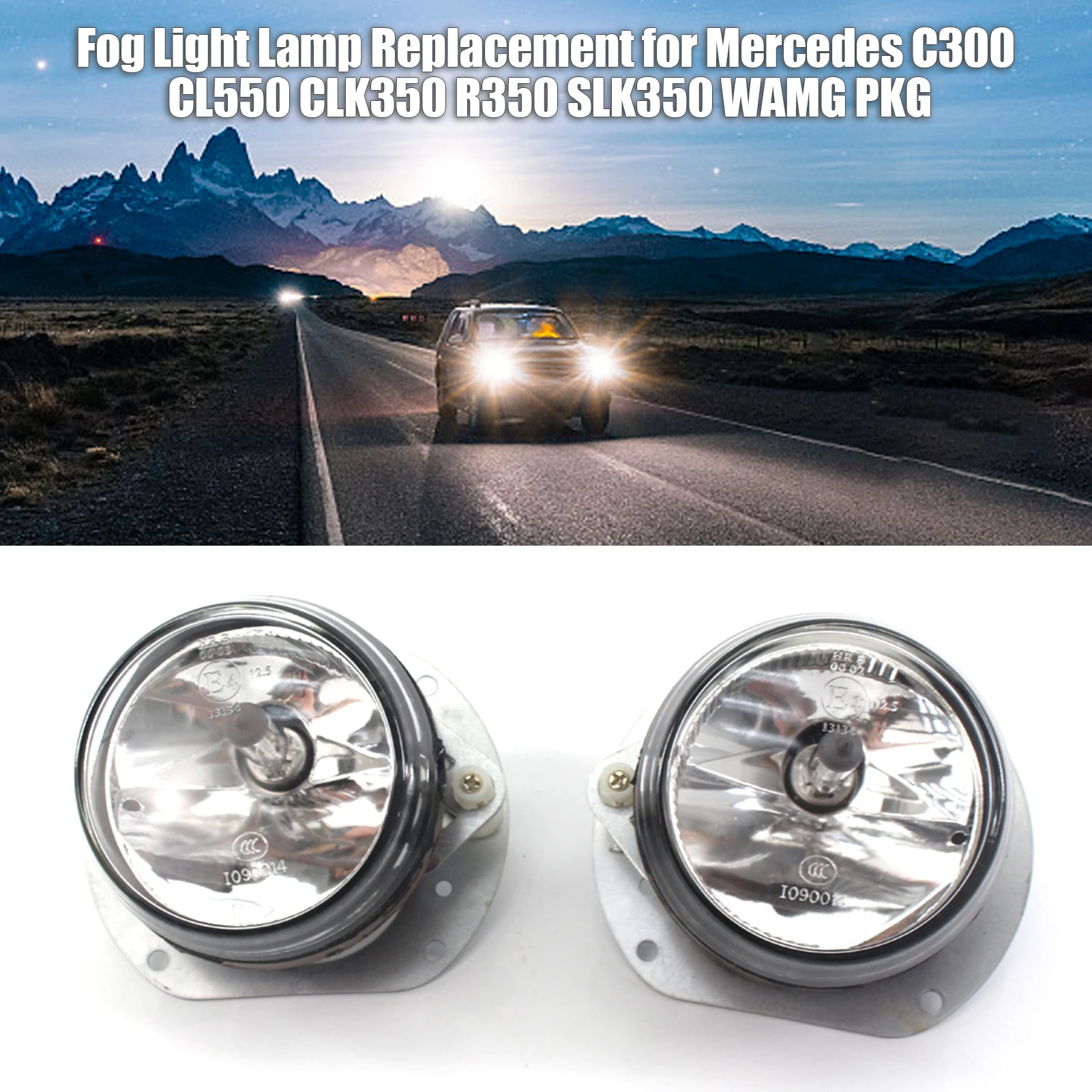 Left & Right Fog Light Lamp A2048202156/A2048202256 Replacement for Mercedes C300 CL550 CLK350 R350 SLK350 W/AMG PKG