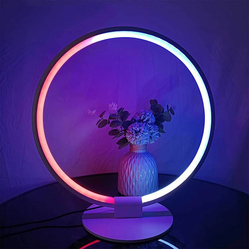 

Popular RGB colorful background decorative light LED circle creative night light bedside bedroom atmosphere lamp