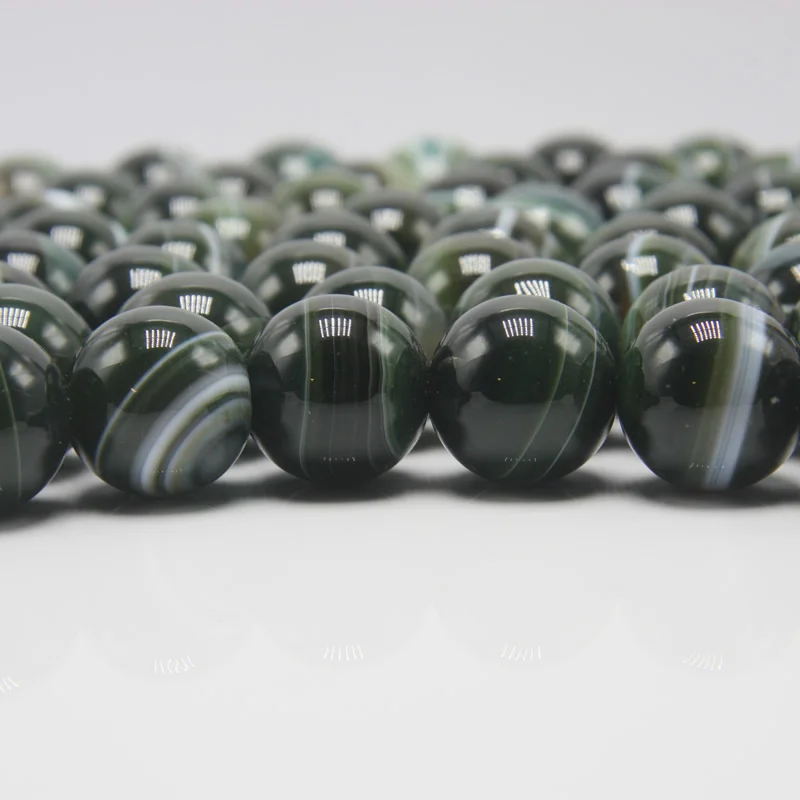 4/6/8/10/12MM Natural Stone Beads for Jewelry Making Agat Green Ball DIY Bracelet Strand Charm Bracelet Necklace Handicra 15.5''