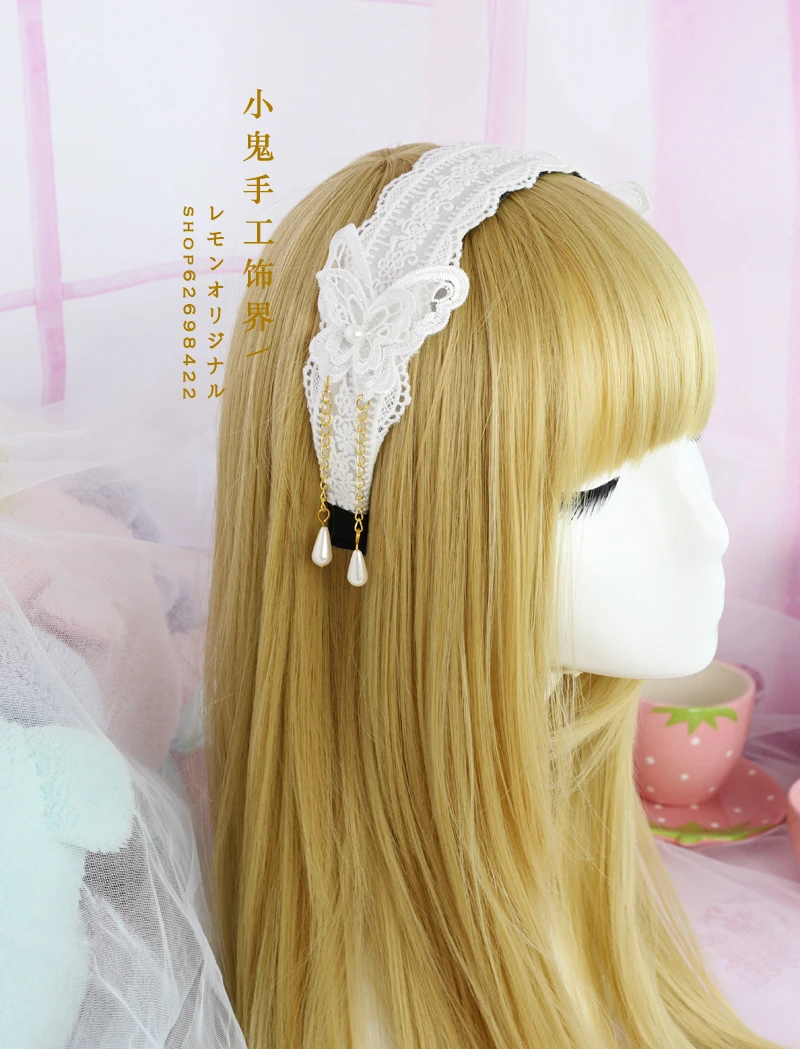 Accesorios para el cabello para niña, accesorios para el cabello de princesa dulce lolita japonesa, banda para el cabello de encaje de palacio/pinza para el cabello, lolita gótica KC loli cos