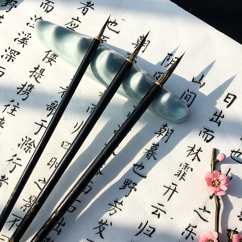 6pcs Mouse Whisker Hook Line Pens Chinese Calligraphy Writing Brush Set Watercolor Pen Character Outline Drawing Craft Supply