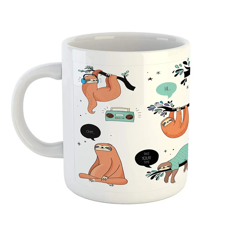 Animal Mug, Lazy Sleepy Bear Tribe  Sloths with 'Keep Calm' Printed Ceramic Coffee Mug Water Tea Drinks CupGift