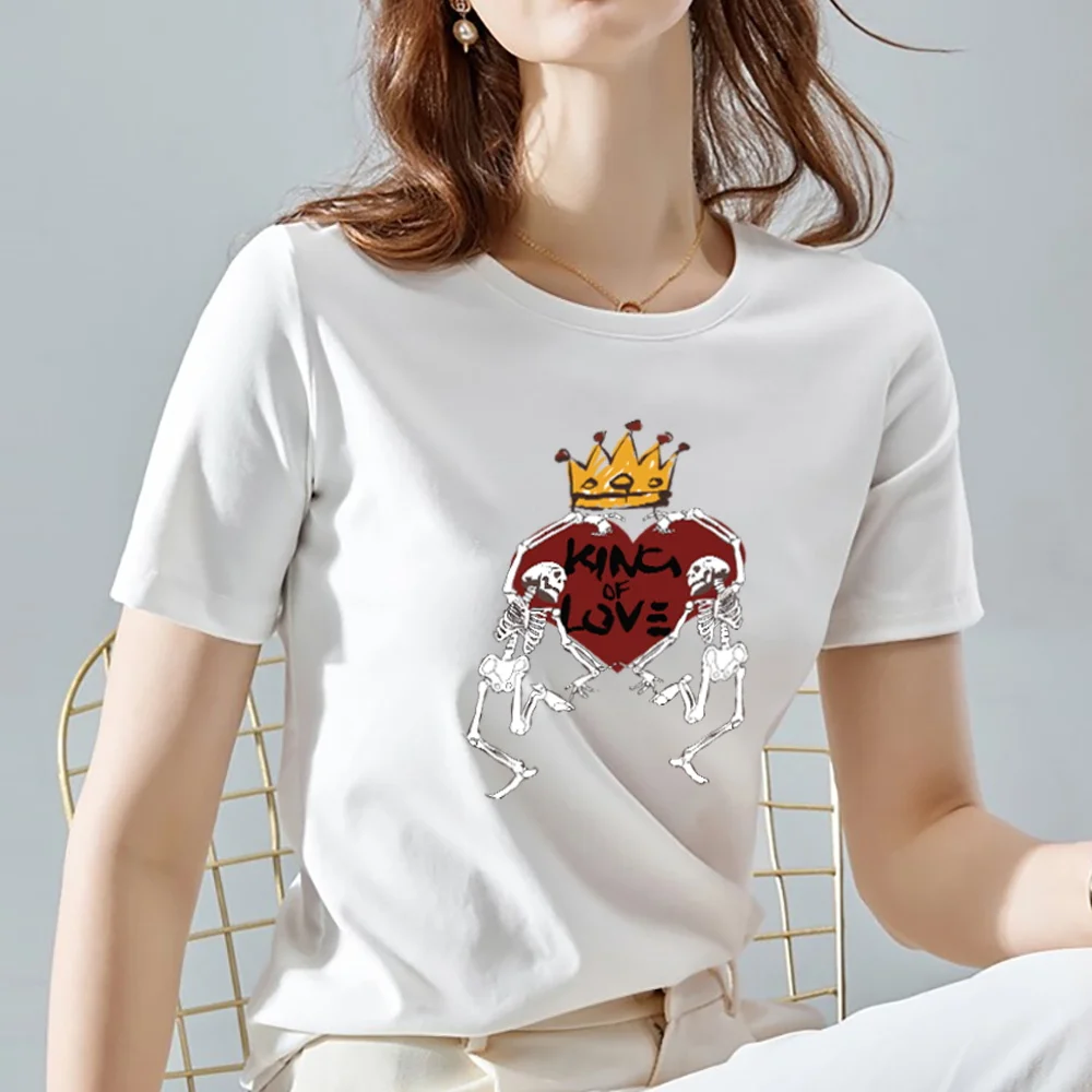 

Fashion Summer Women's T-shirt Round Neck Casual Basis Female Tops Tee Ladies Love Heart Print Graphic Tee Women Clothes