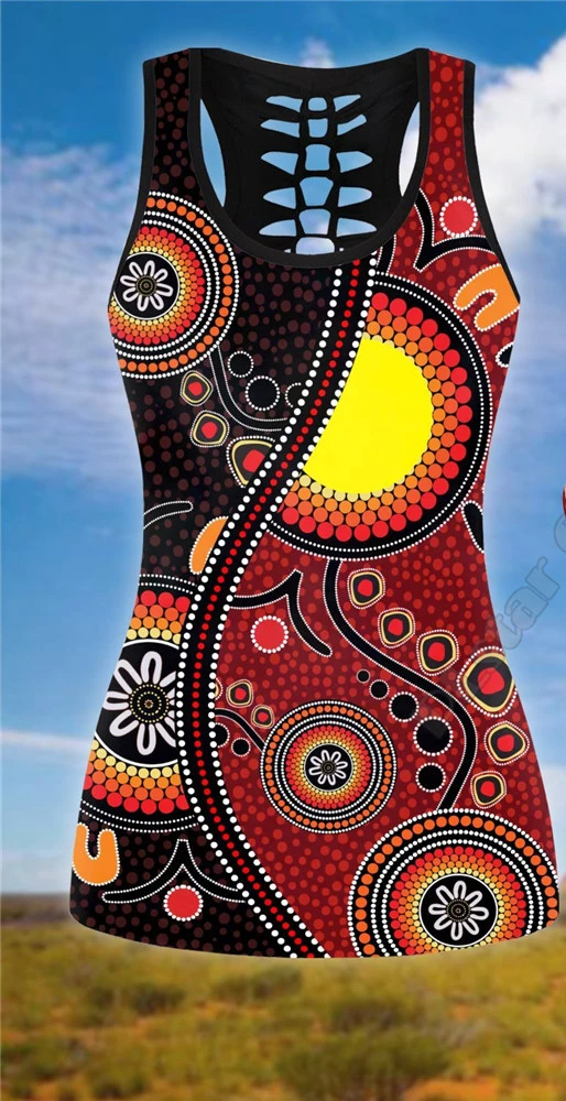 Aboriginal apparels the sun and lizards combo legging tanktop Suit Yoga Fitness Soft Legging Summer Women For Girl