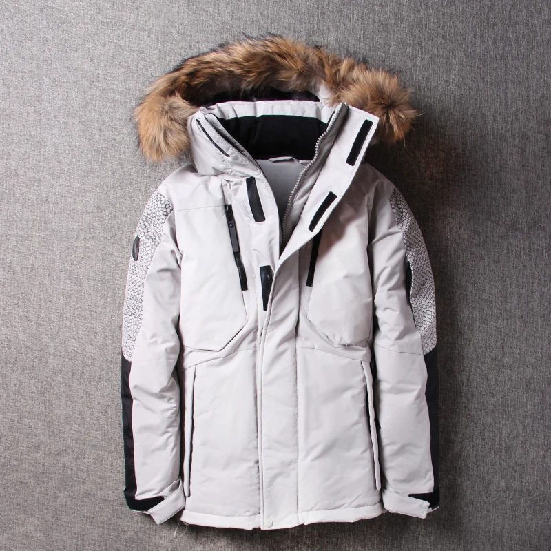 2023 Down Boolili Jacket Men Winter Thick Warm 70% White Duck Down Hooded Big Fur Collar Man Down Coat Fashion Men Parkas