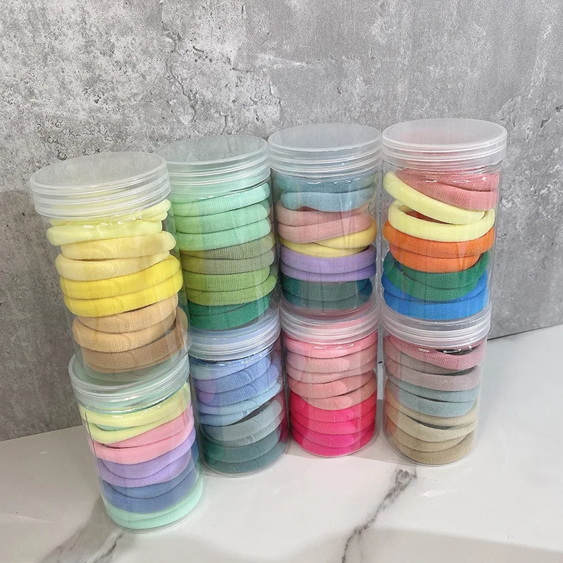 10Pcs Plain Seamless Nylon Elastic Rubber Bands Mix Candy Color Hair Bands Hair Tie Ponytail Scrunchies No Crease Comfy Ropes