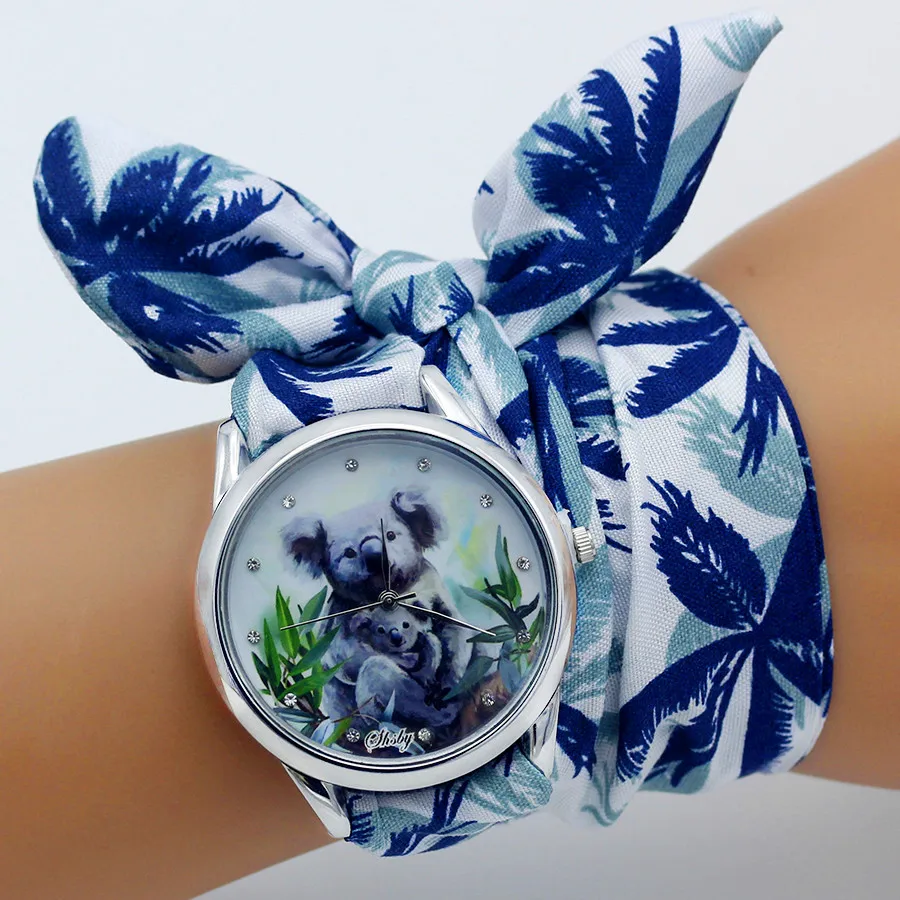 Shsby reloj de pulsera de tela de flores único para mujer, reloj de vestir de moda, reloj de tela de gasa sedosa, reloj de pulsera para niñas dulces