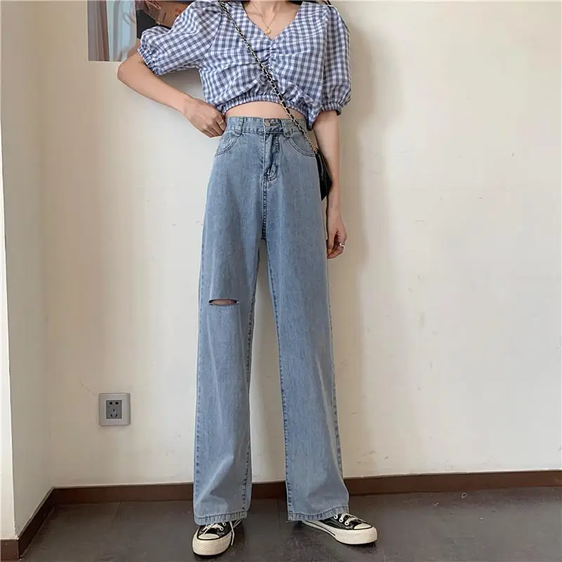 

Baggy jeans women's summer thin high waisted SLIM STRAIGHT pants loose wide leg drop feeling mopping pants fashion