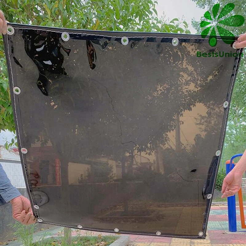 Black Transparent Tarpaulin Outdoor Sunscreen Heat Insulation Waterproof Tarp 0.35MM Thickness Shading Raincloth