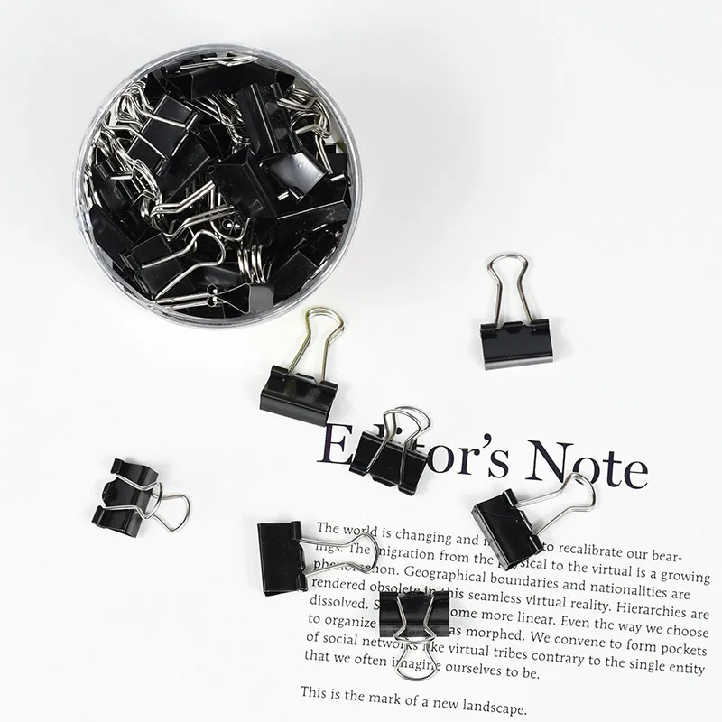 6315Metal Binder Clips Black Clips 60Pcs Home Office Books File Paper Clip Food Clips Strong clamping force Easy classification