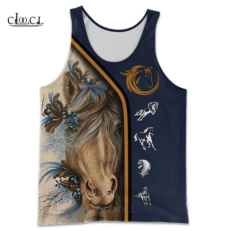 MSIEESO Fashion Gym Tank Tops Love Beautiful Horse 3D Print Sleeveless Tanktop Men Women Streetwear Vest Fitness Drop Shipping