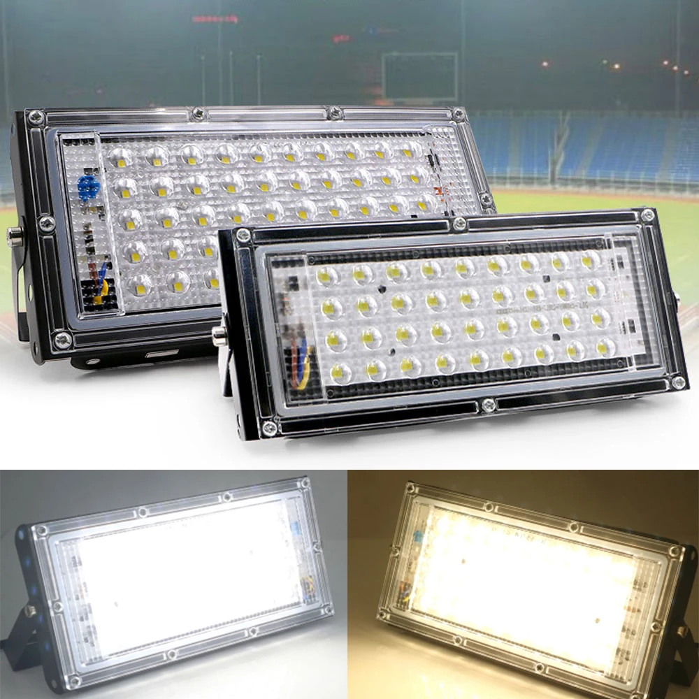 Żarówka reflektorowa LED 50W AC 110V 220V 230V 240V Biała lampa reflektor reflektor zewnętrzny wodoodporny do ogrodu ulicznego Square